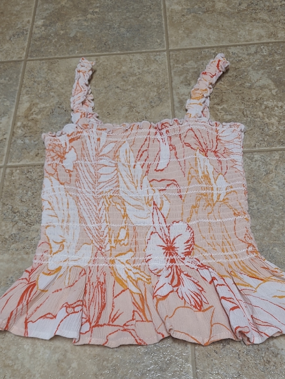 Patrons Of Peace Women’s Floral Papaya Sleeveless Cropped Top Size XS